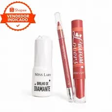 Kit Miss Lary Batom Lovers + Lápis para Lábios + Brilho de Diamante