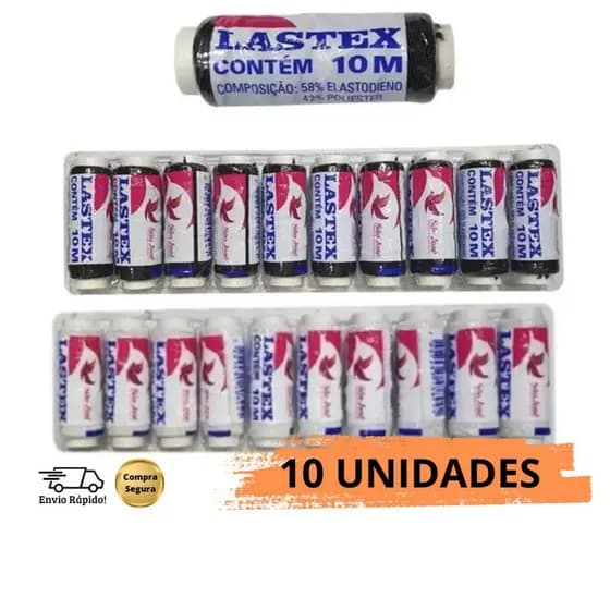 Lastex de 10 Metros Fio Elástico Artesanato  Preto e Branco - Pulseira, Prendedor de Cabelo, Bijouteria e Outros