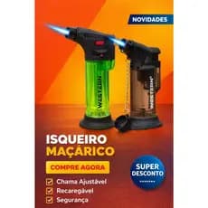 Maçarico Mini Pequeno e Médio Portátil Recarregável Com Trava Cozinha Isqueiro