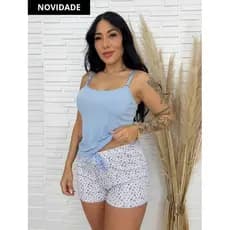 Pijama Suede Canelado Adulto - Estampas do short variadas - Linha-Noite-Confortável