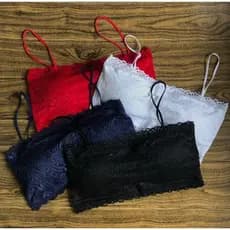 Kit 4 Top Faixa em Renda com Bojo-Topper Forrado Cropped Sutiã