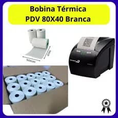 10 Bobina Termica 80x40 metros 79mmx40m Cupom Fiscal Não Fiscal Ecf Pdv Recibos pedidos comanda senhas