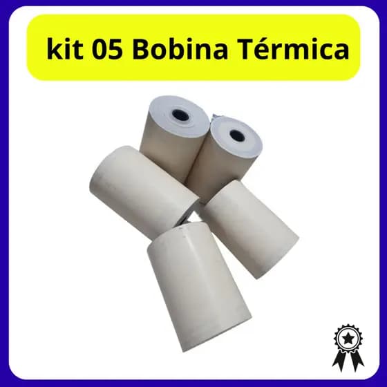 Kit com 5 Bobinas de Papel Térmico Não Adesivo 57x30mm para Mini Impressora de Gatinho
