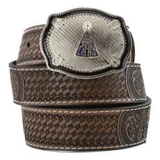 Cinto Country Entalhado Fivela Grande Nossa Senhora Aparecida