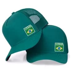 Boné Brazil Bandeirinha Coloridos Trucker Use Youg Telinha