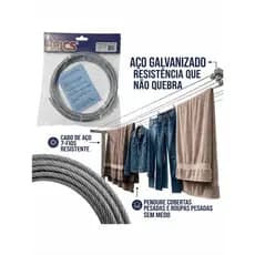 Varal de Roupa 7 fios de aço BRICS Resistente  10m 15m 20m