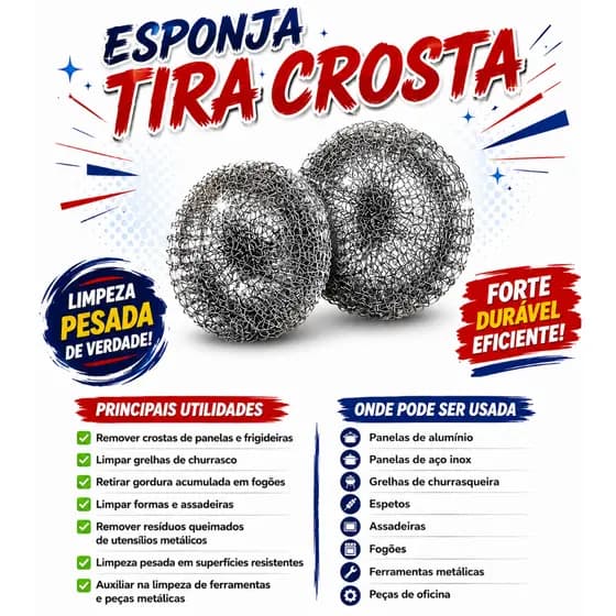 Kit 24 Esponja De Aço Galvanizada Tira Crosta Para Limpeza Pesada