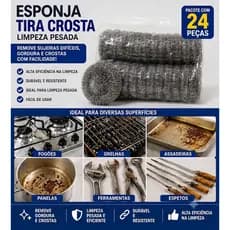 Esponja de Louça Tira Crosta Esfregão de Aço  Galvanizado Kit 24 UN