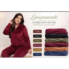Conjunto Feminino Sem Ponho Na perna Tecido Veludo Plush com Capuz Estilosa Moda Blogueira