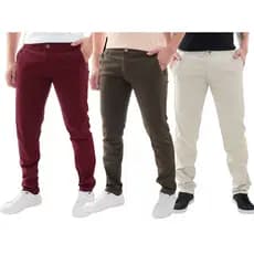 Calças Masculinas de Sarja Esporte Fino com Elastano Social com Bolso Embutido Kit c/ 3