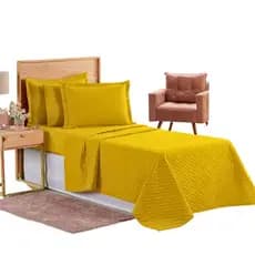 Colcha Coxa Cobre Leito Jogo Roupa Cama Edredom Solteiro 2 Pçs Matelado Fronha Infantil Amarelo Luxo