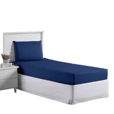 Jogo Lençol Roupa Cama Solteiro Elastico 2 Pçs Fronha Quarto Criança Infantil Simples Menino Azul