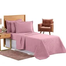 Colcha Coxa Cobre Leito Jogo Roupa Cama Edredom Solteiro Matelado Fronha Infantil Menina Rosa Basico