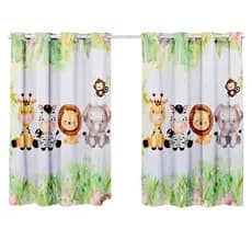 Cortina Quarto Infantil Criança Kids Bebe Menino Menina 2,00x1,40 Simples Safari Savana Bichinhos