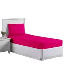 Jogo Lençol Roupa Cama Solteiro Elastico 2 Pçs Fronha Quarto Infantil Criança Menina Rosa Pink Macio