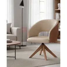 Poltrona Decorativa Nubia Laminada Pé Giratório em Madeira Maciça - Gustavo Decor