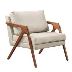 Poltrona Decorativa Mona Luxo Braços Madeira Maciça