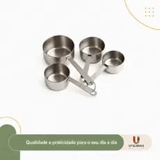 Kit Xícaras Medidoras Inox 4 Peças – Medidores de Ingredientes para Cozinha e Confeitaria