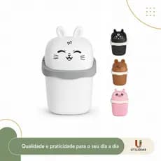 Mini Lixeira Infantil 1,5L com Tampa – Modelo Bichinho Decorativo para Mesa, Cozinha ou Escritório