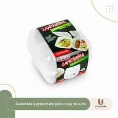 Pote Marmita Lancheira com 4 Divisórias Trava Lanche Fit Fruta Academia Trabalho Escola Marmitinha
