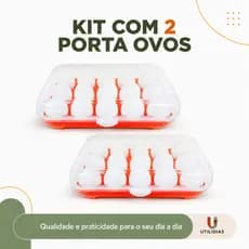 Kit C/2 Porta Ovos De Plástico Retangular C/15 Cavidades Geladeira