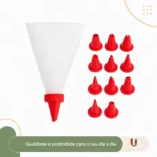 Kit Bicos de Confeitar com Saco Reutilizável – 8 Bicos Decoradores para Bolos, Cupcakes e Tortas