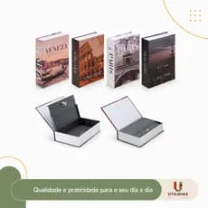 Cofre Camuflado Com Chave Formato Livro Porta Joias Dinheiro Médio
