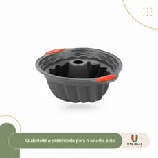 Forma de Bolo Silicone Redonda Canelada Suíça Antiaderente com Alça Reforçada para Pudim  Sobremesas