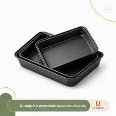 Forma Assadeira Retangular Antiaderente para Bolo, Torta, Lasanha e Assados – Pequena, Média e Grande