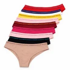 Kit 10 Calcinha Feminina Conforto Cotton Algodão Cintura Alta