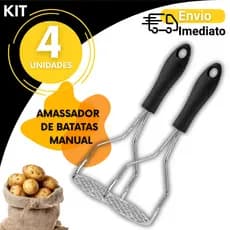 Amassador de Batatas Manual Inox Kit 1 Unidade ou 2 3 4 Unidades Unidades Resistente Cozinha Profissional Purê