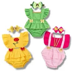 Body Bebê Princesas Mesversário Fantasia Infantil Romper com Laço
