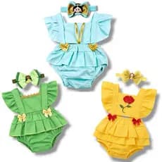 Romper Body Temático Princesas Melhores Temas meninas  com laço de brinde