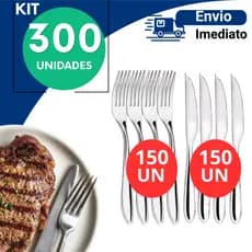 Jogo de Talheres Inox Completo Faca Garfo Mesa Cozinha Kit 90 120 210 300 Peças