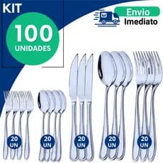 Jogo Completo Talheres Inox Mesa  Faca Colher Garfo e  Garfo e Colher  Sobremesa Kit 30 50 75 100 Peças Cozinha