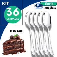 Colher de Sobremesa Inox Talher Kit 36 20 15 6 Unidades Resistente Brilho Premium Uso Doméstico e Profissional