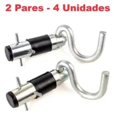 Kit 2 Pares Gancho Armador tipo Batom Retrátil Cromado para Rede de Descanso
