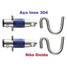 Gancho Armador tipo Batom inox retrátil de atar rede de descanso - 1 Par