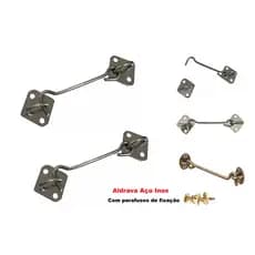 Fecho tipo Aldrava  Aço Inox 75mm para Portas Janelas - 2 Unidades