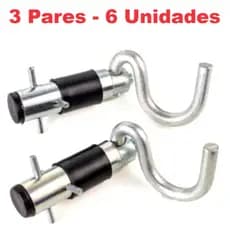 Kit 3 Pares Gancho Armador tipo Batom Retrátil Cromado para Rede de Descanso