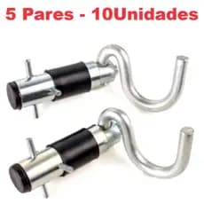 Kit 5 Pares Gancho Armador tipo Batom Retrátil Cromado para Rede de Descanso
