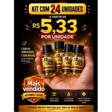 Óleo de Argan 7ml Sérum Capilar Anti Frizz Brilho Reparador Pontas Danificadas (6, 12 ou 24 un)