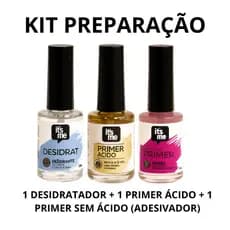 Kit Preparação Unhas Gel Profissional Completo Primer Ácido Sem Ácido Desidratador Alta Fixação