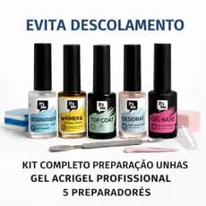 Kit Preparação Unhas Gel Profissional Evita Descolamento 5 Preparadores Primer Prep Completo