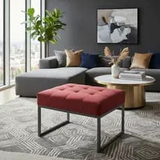 Puff Decorativa Reforçado Para Sala Base Ferro Suede Cores