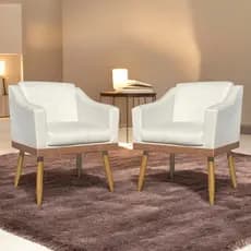 Kit 2 Poltronas Decorativas Sala De Estar Recepção Escritório Consultório Hospital Compose Pé Palito