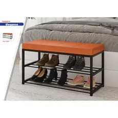 Sapateira Base De Ferro Puff Decorativo Corino Reforçado Elegante Puff Resistente
