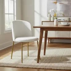 Poltrona Decorativa Cadeira Para Mesa De Jantar Reforçada Base De Ferro Bouclê Cores