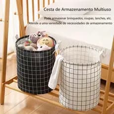 40L Redondo Cesto Organizador de roupas Brinquedos Dobrável/CESTO MULTIUSO DOBRAVEL Diâmetro 32