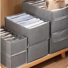 Organizador de Armário de Lona com Compartimentos Caixa de Armazenamento Dobrável  Divisores Leggings Jeans Calças